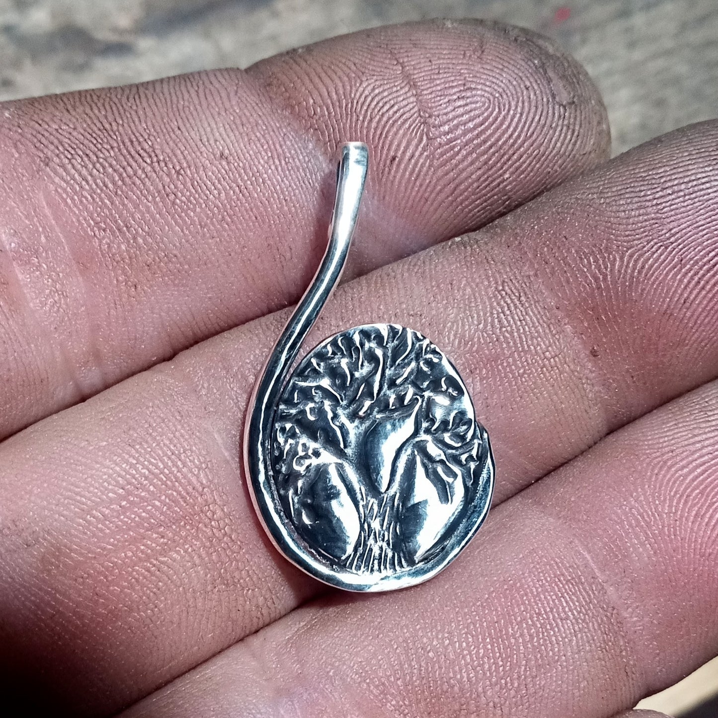 Tree of life handcrafted pendant pure fine silver