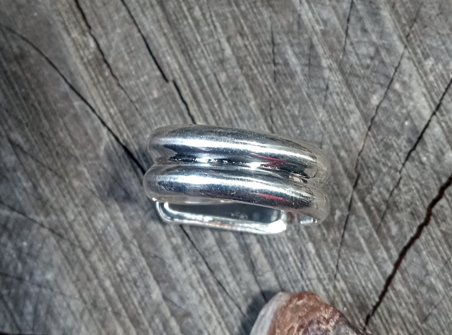 Outstanding scenic agate ring size 9 handcrafted pure fine silver