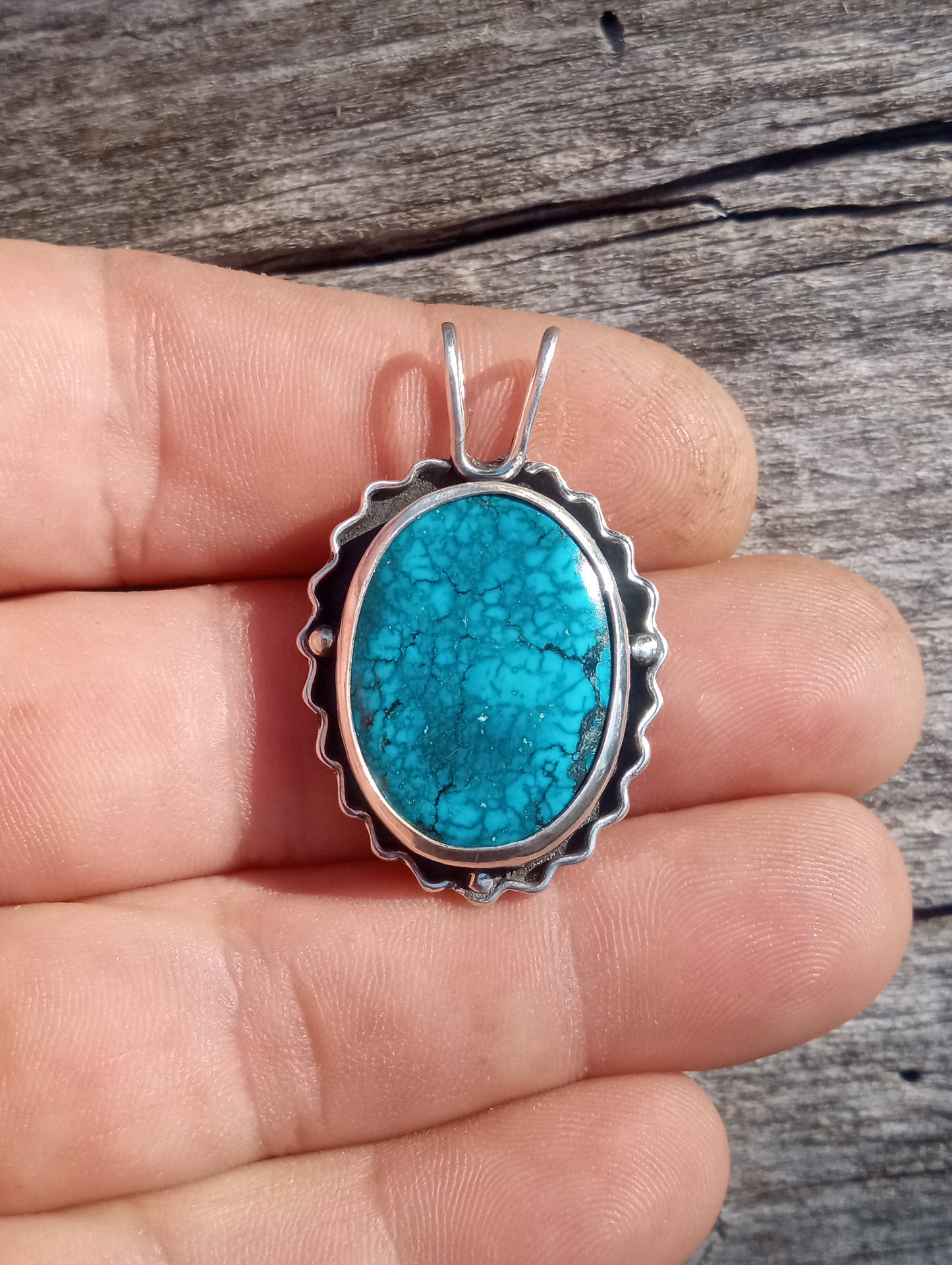 Turquoise and fine silver pendant