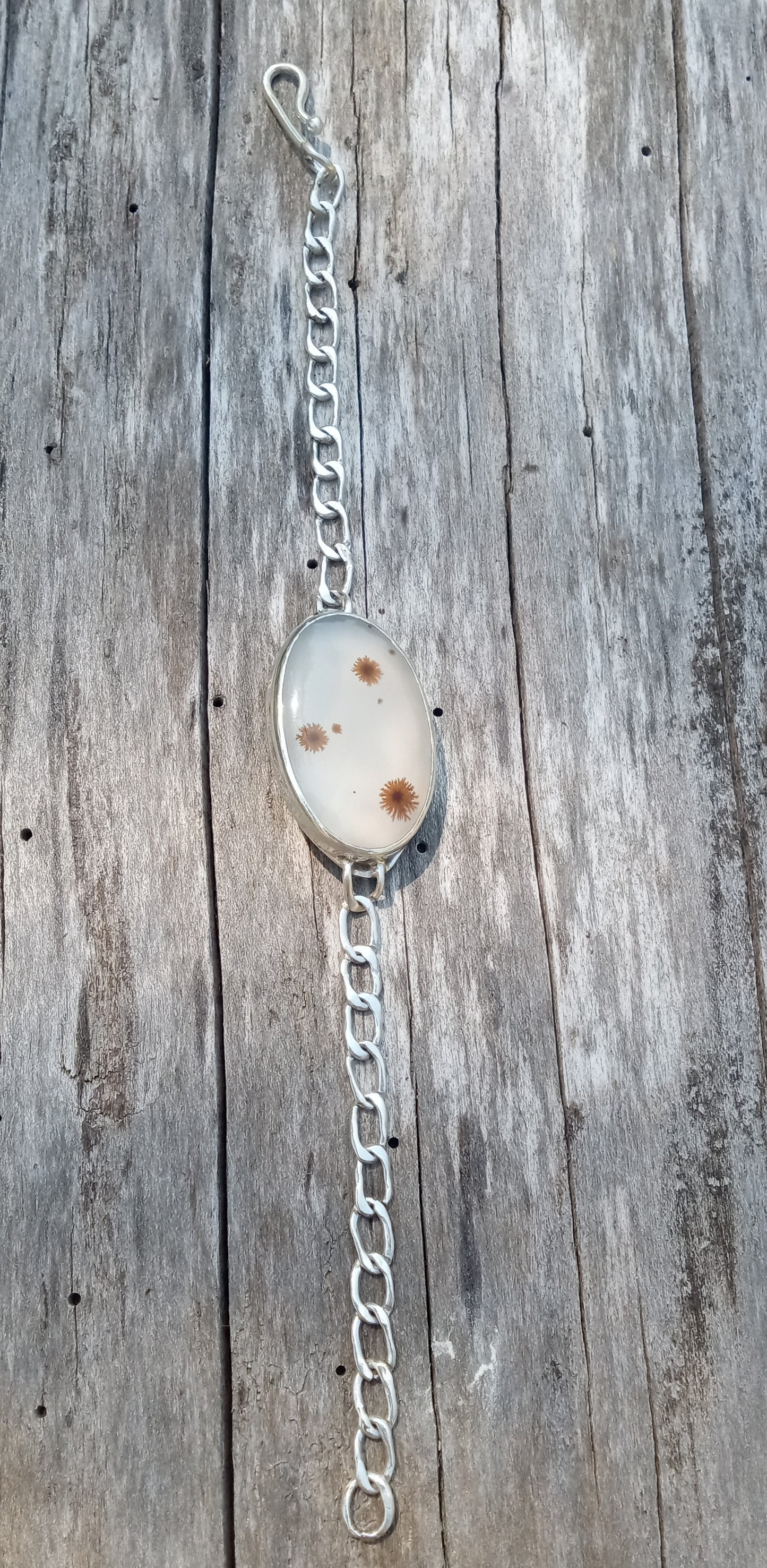 Dentritic agate and fine silver bracelet