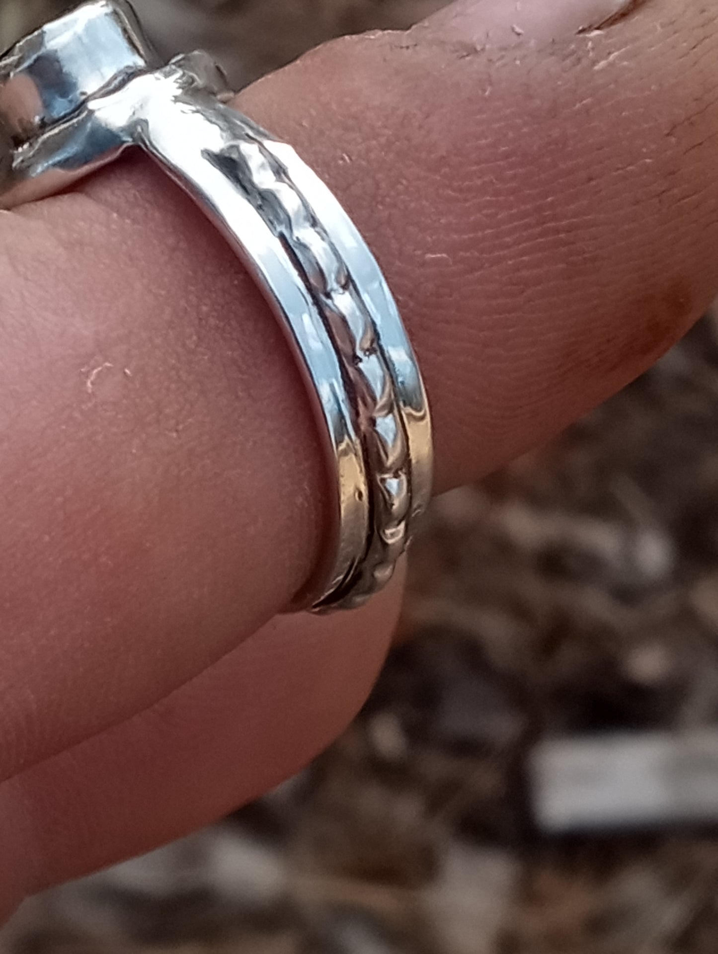 Micro pearls and amethyst ring set in fine silver