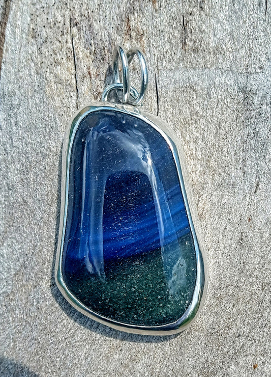 Stunning tri color Leland blue and fine silver pendant