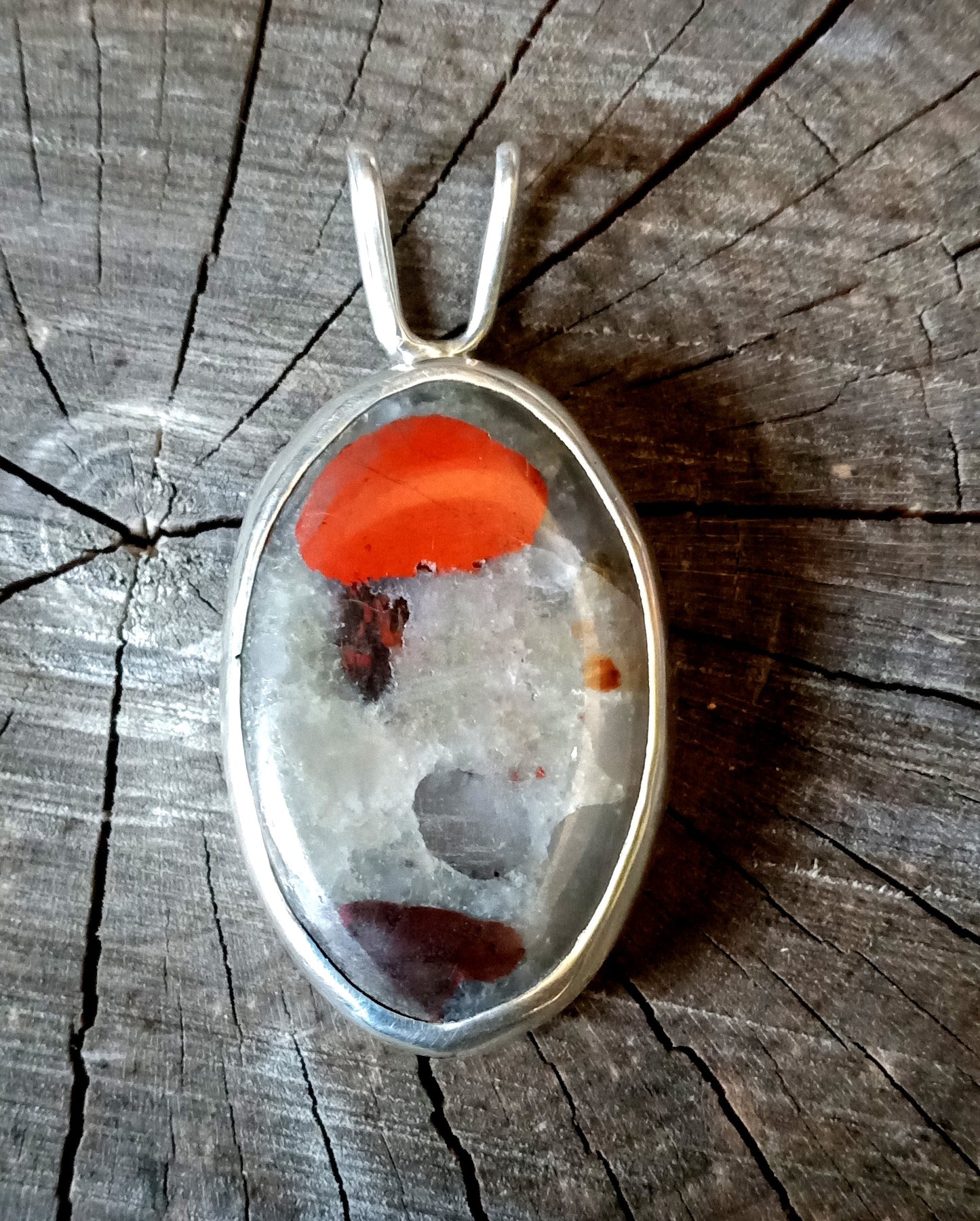 Michigan pudding stone and fine silver pendant