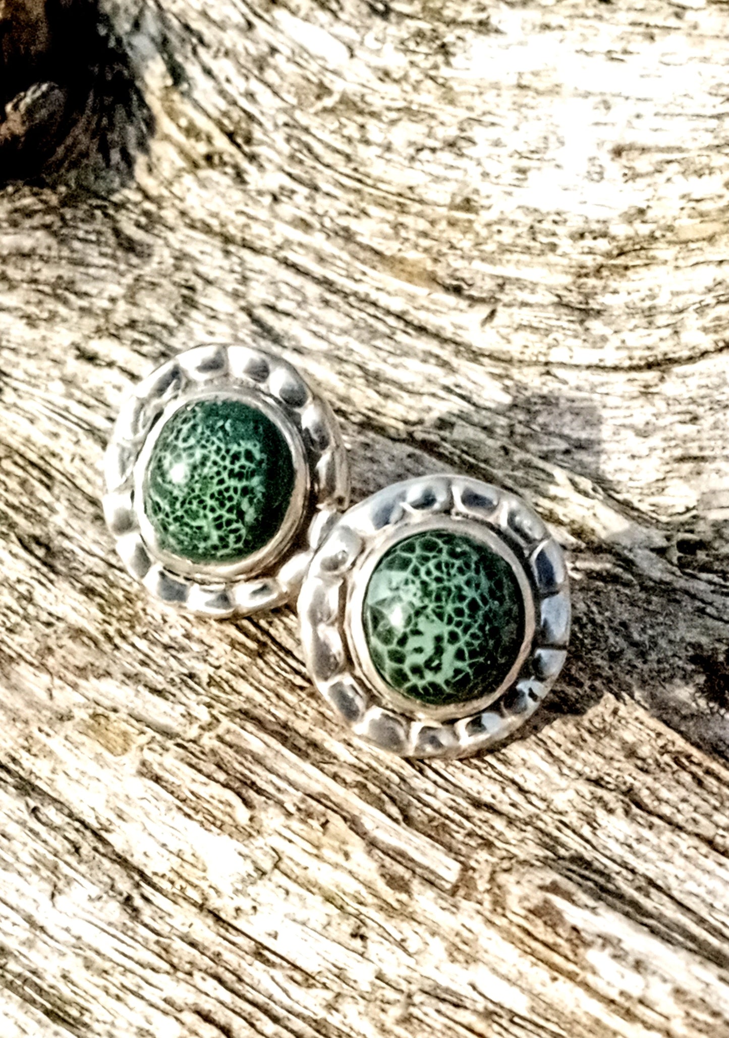 Michigan chlorastrolite Greenstone earrings.