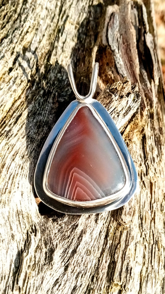 Lake Superior agate LSA pendant and fine silver