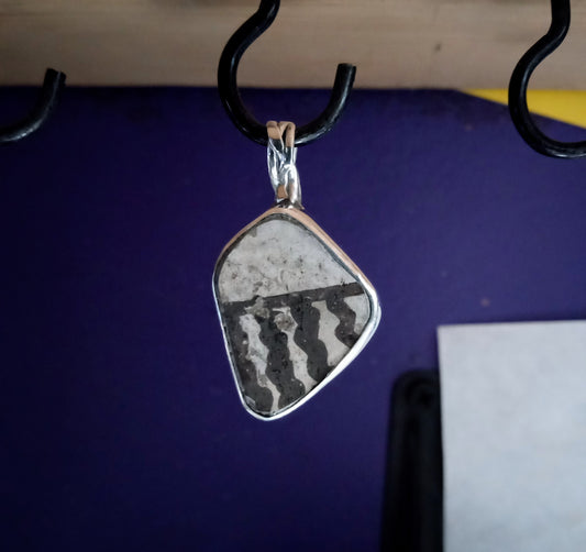 Anasazi ancient shard pendant in fine silver