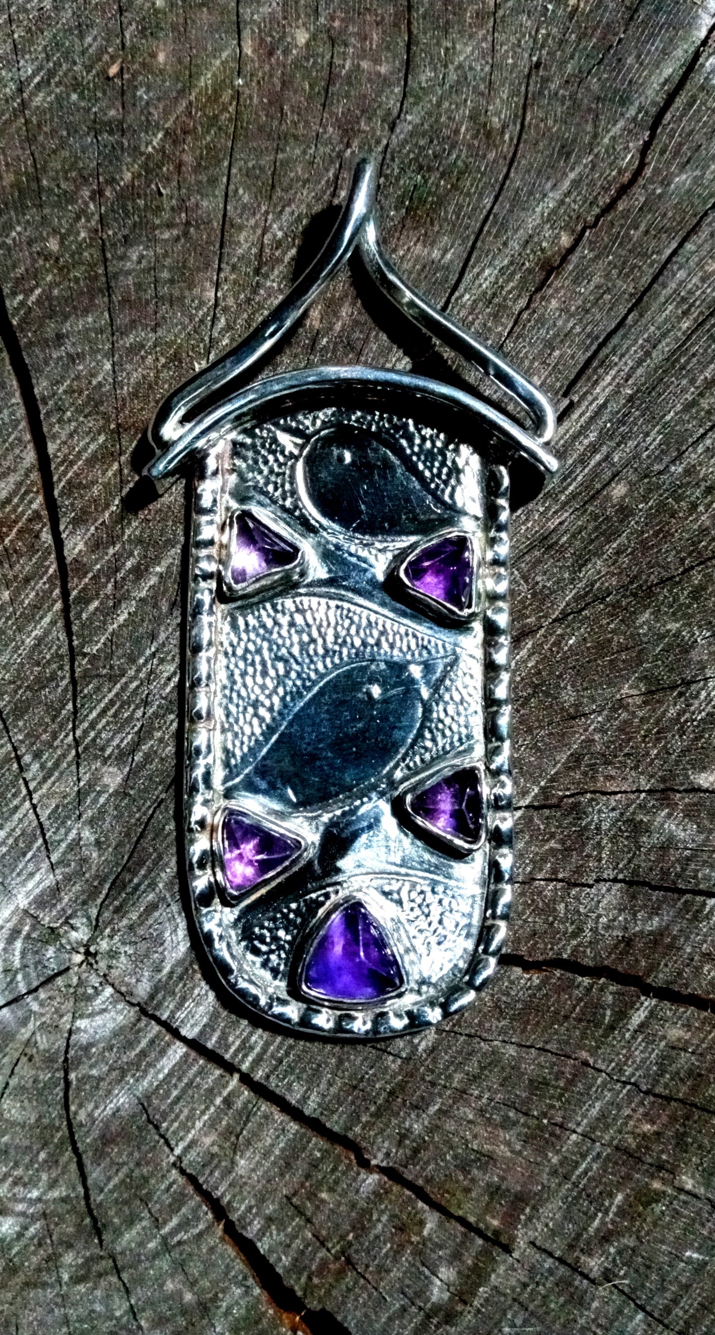 The bird house pendant fine silver and amethyst