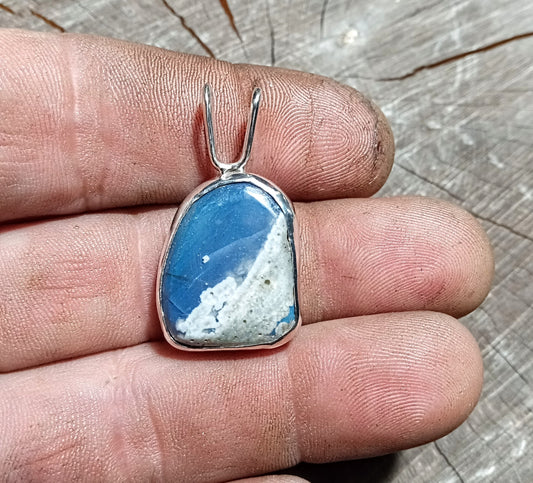 Beautiful Leland blue set in fine silver as a pendant