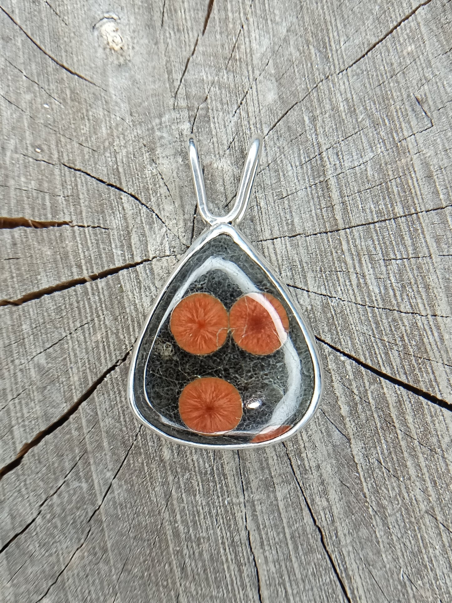 Stunning Peanut obsidian pendant set in pure .999 fine silver