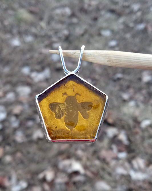 Beautiful stained glass honey bee