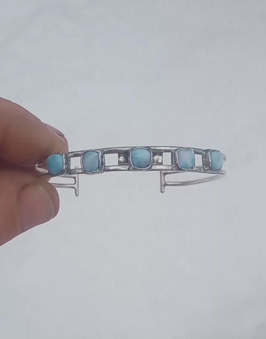 Beautiful fine silver larimar cuff