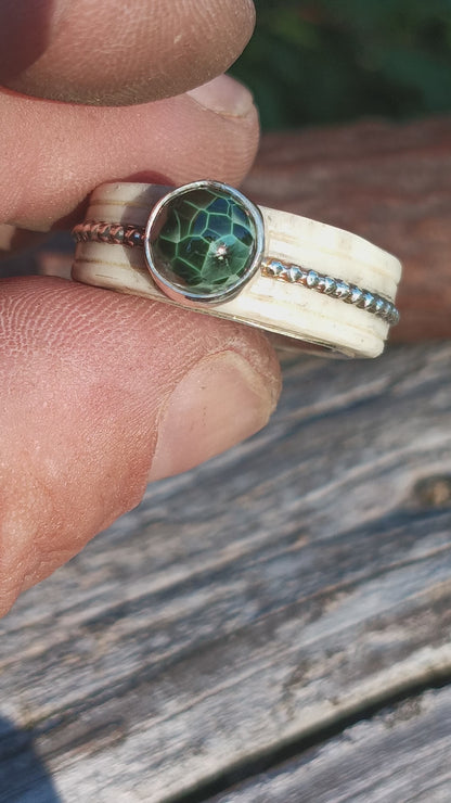 Elk antler greenstone ring