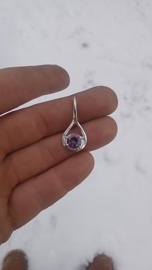 Beautiful seven color sapphire set in pure fine silver