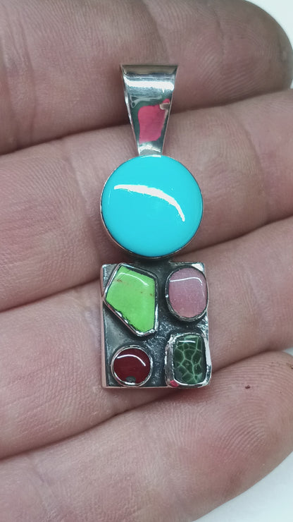 Turquoise Greenstone restored pendant