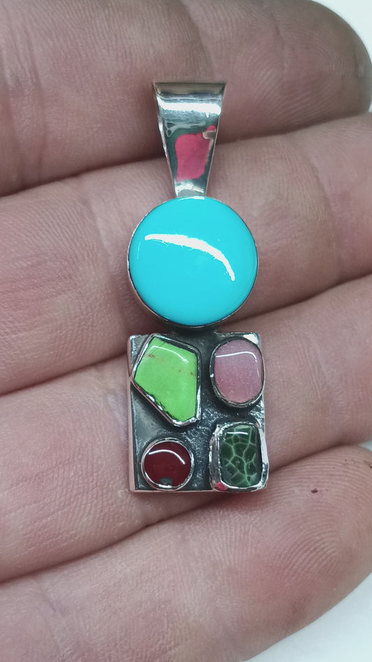 Turquoise Greenstone restored pendant