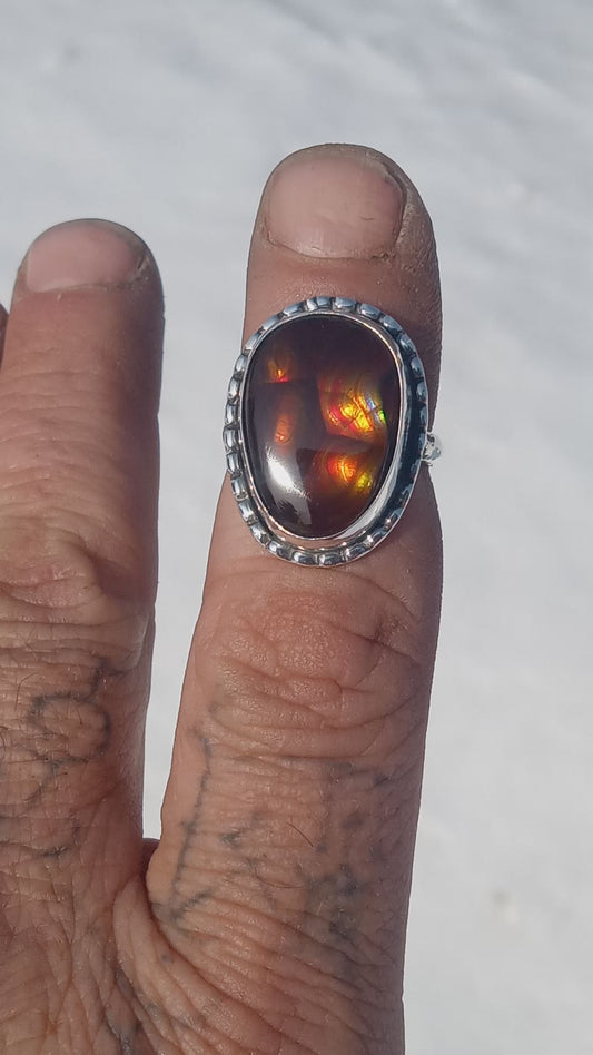 Mexican fire agate ring in fine silver