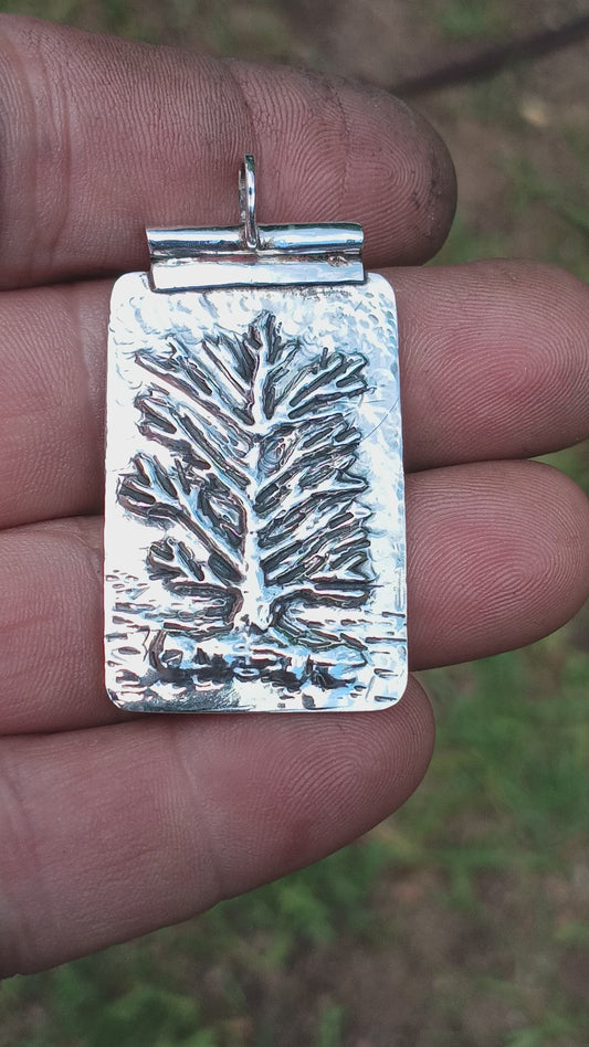 Nature Repousse pendant fine silver