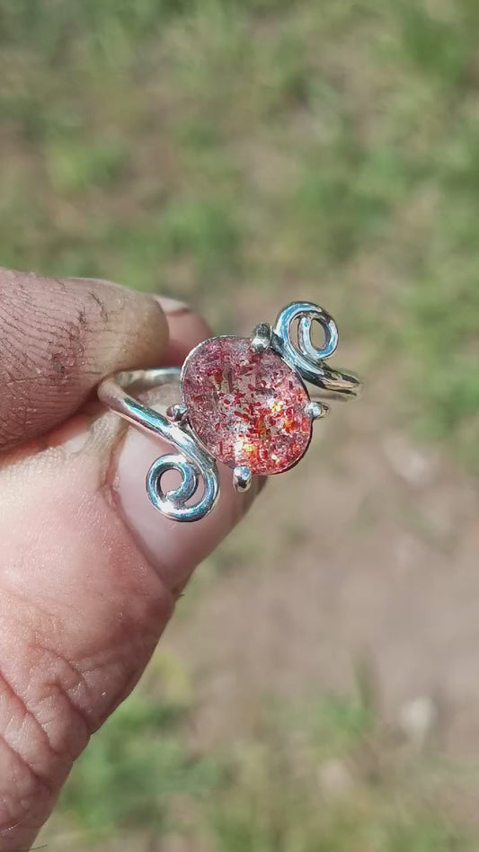 Sunstone Ring fine silver