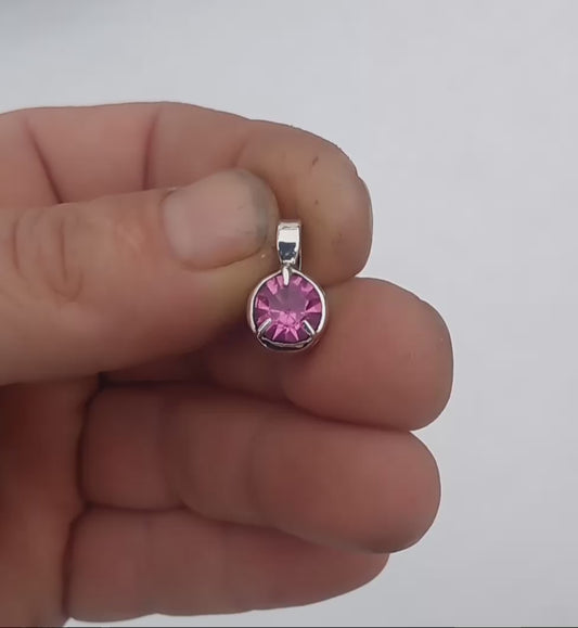 Pink tourmaline pendant fine silver