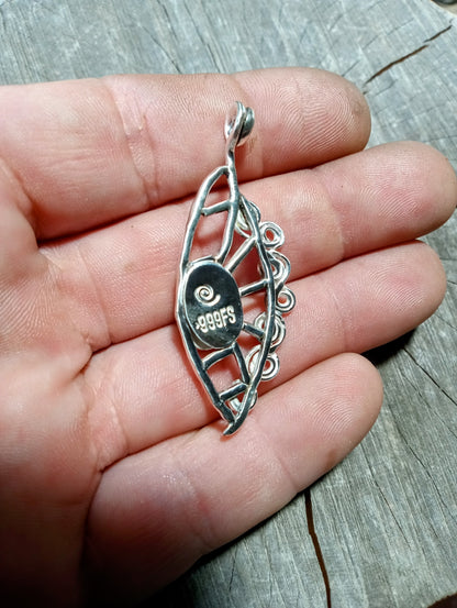 Beautiful leaf inspired Michigan Greenstone in fine silver