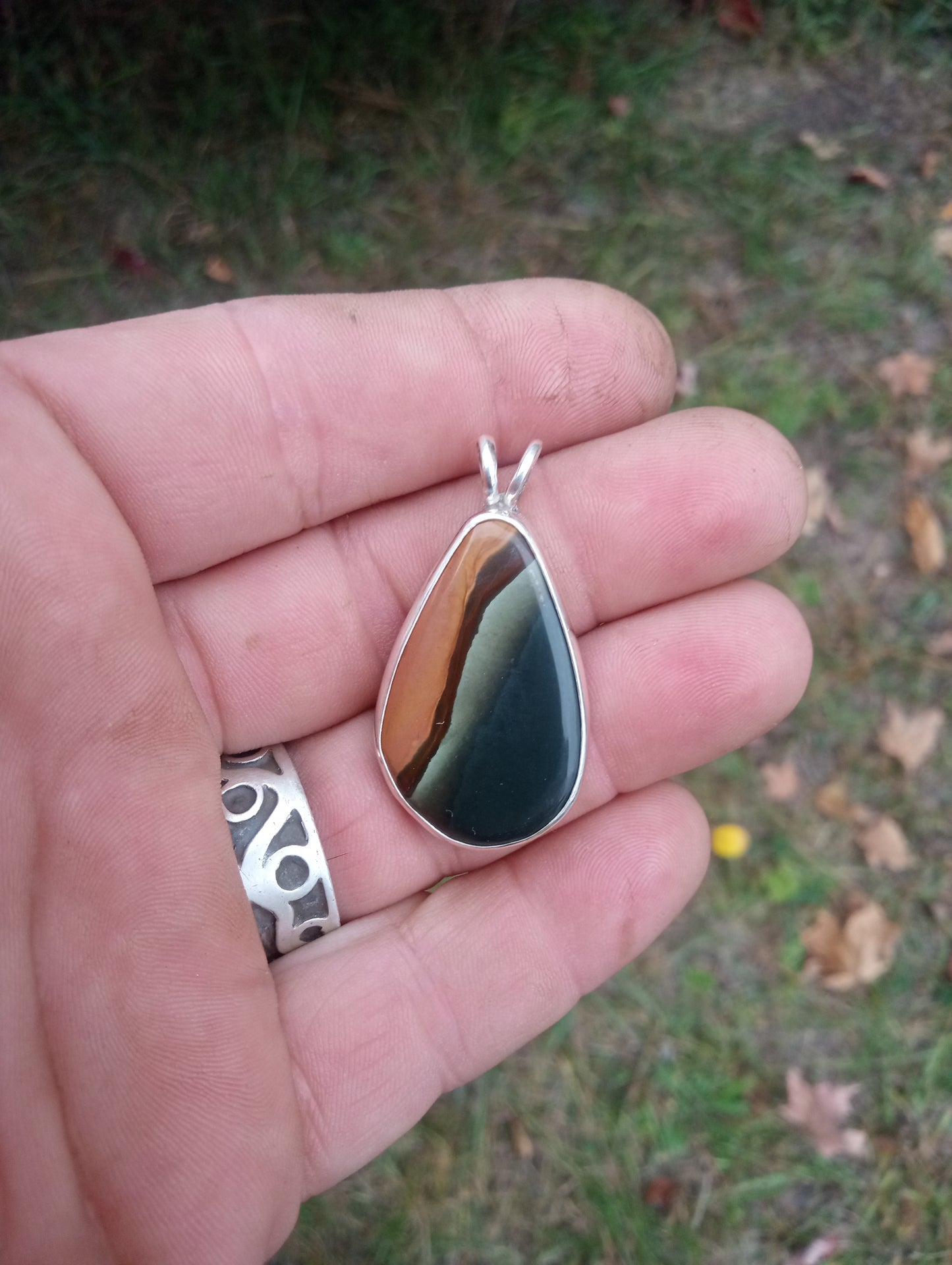 Polychrome Jasper set in fine silver