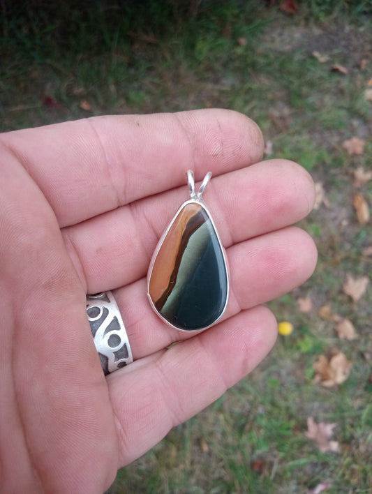 Polychrome Jasper set in fine silver