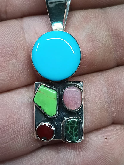 Turquoise Greenstone restored pendant