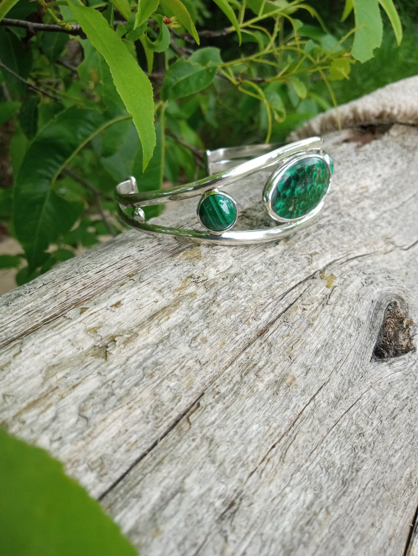 One of a kind outstanding Malachite cuff