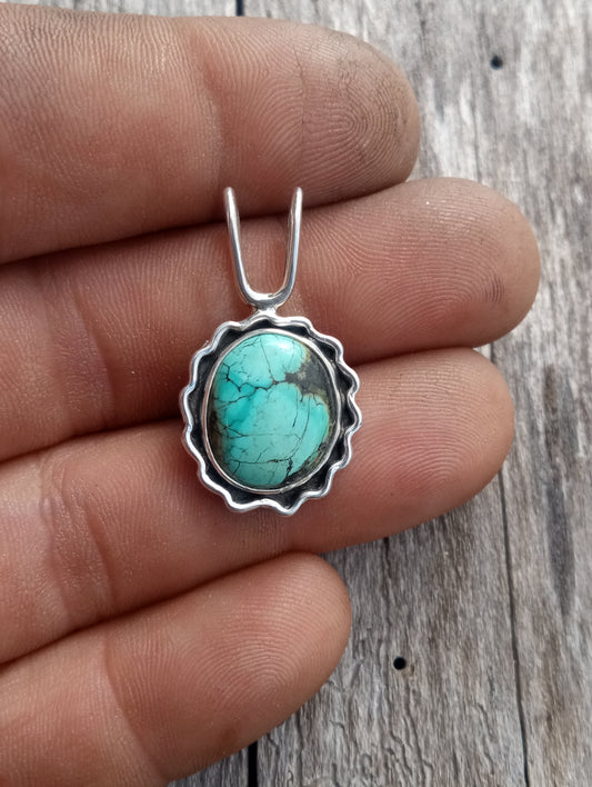 Hubei turquoise and fine silver pendant