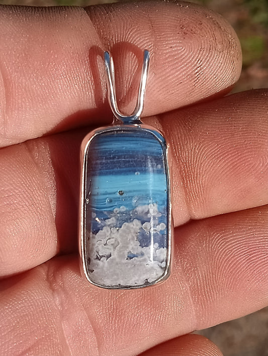 Leland/Elk Rapids blue and fine silver pendant