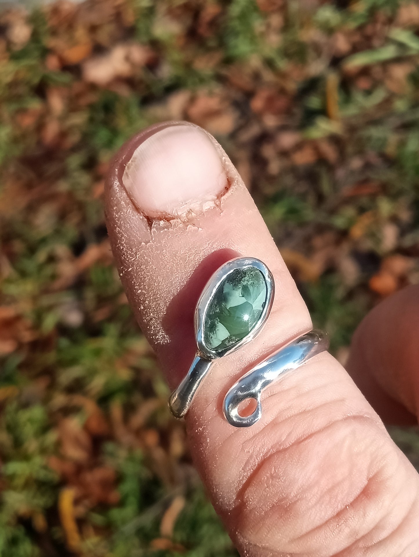 Isle Royale Greenstone ring in fine silver