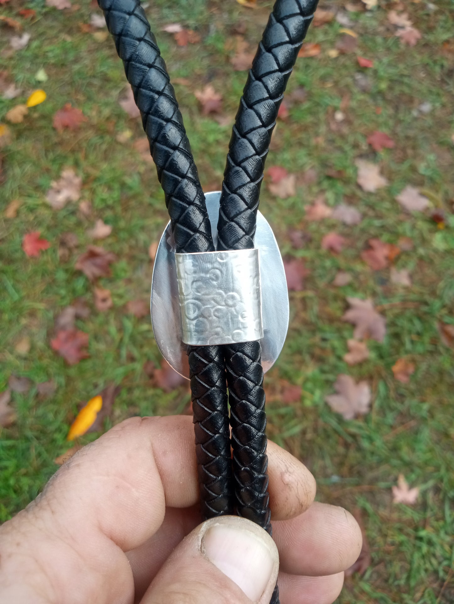 Montana dry head agate Bolo tie in fine silver