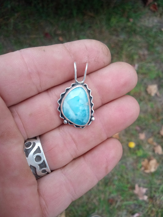 Beautiful larimar and fine silver