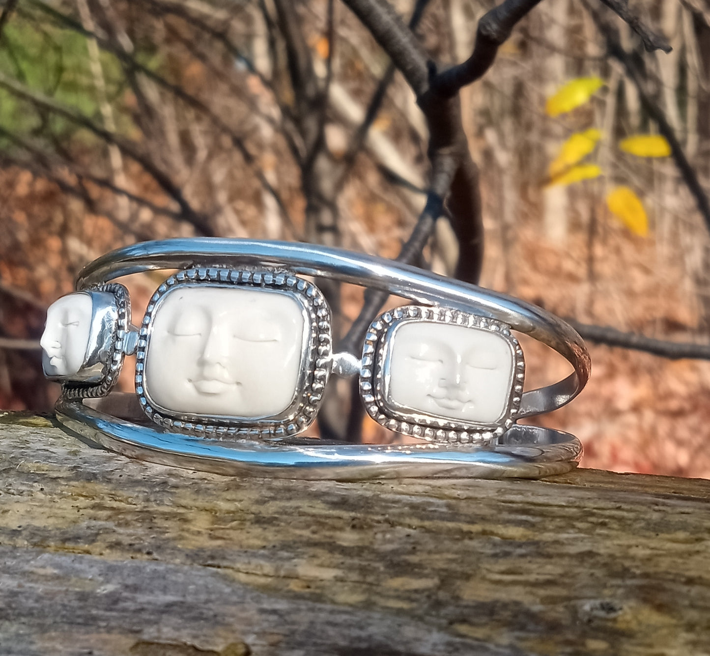 Exquisite handcrafted face cuff and fine silver .