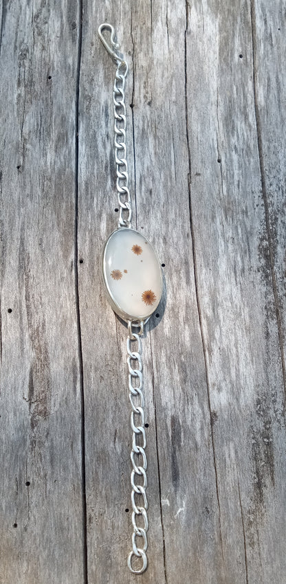 Dentritic agate and fine silver bracelet